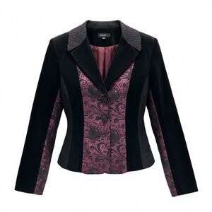 D studio Gothic Velvet Blazer Size 8 Black & Burgundy Y2K Victorian Jacket